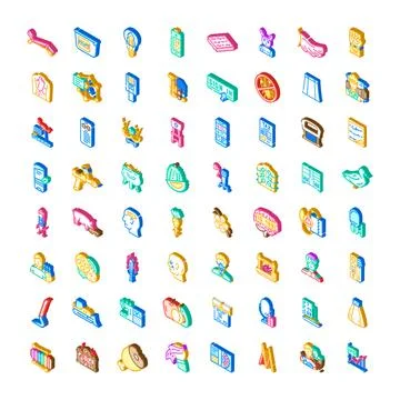 Isometric vector icon set for interface design Stock Illustration