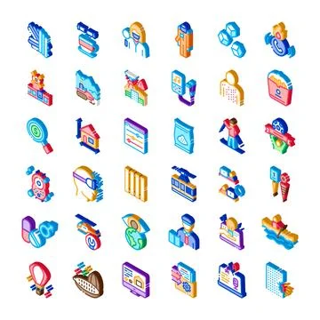 Isometric vector icon set for various concepts Ilustración de archivo