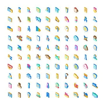 Isometric vector icon set for web design and app interface Illustrazione stock