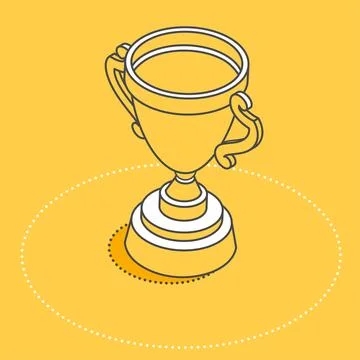Isometric vector icon on a yellow background, cup icon, victory in the compet Stock Illustration
