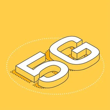 Isometric vector icon on a yellow background, 5G connection, the latest stand Stock Illustration