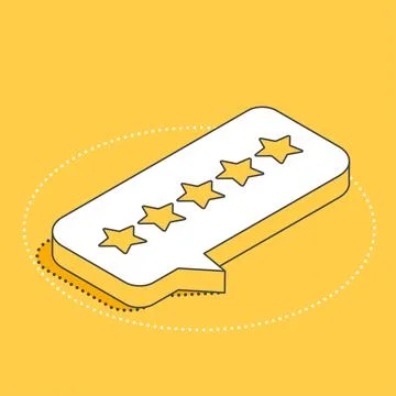 Isometric vector icon on a yellow background, highest rating five stars on me Stock Illustration