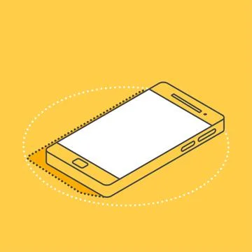Isometric vector icon on a yellow background, smartphone with shadow Stock Illustration
