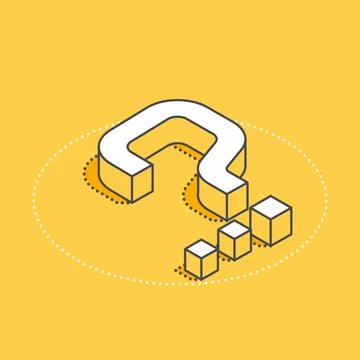 Isometric vector icon on a yellow background, question mark whith dots Stock Illustration