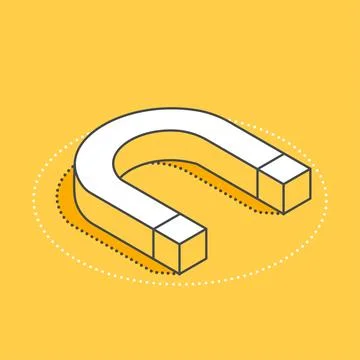 Isometric vector icon on a yellow background, a large magnet, signe to attrac Stock Illustration