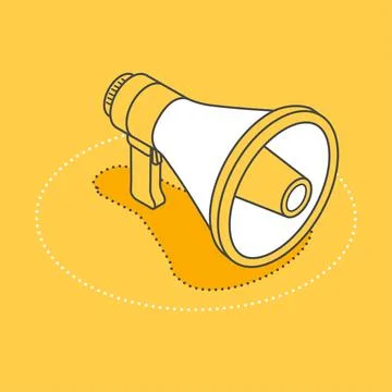 Isometric vector icon on a yellow background, business loudspeaker signe, web Stock Illustration