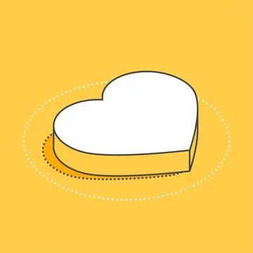 Isometric vector icon on a yellow background, big heart, add to favorites or  Stock Illustration