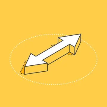 Isometric vector icon on a yellow background, arrows pointing in different di Stock Illustration