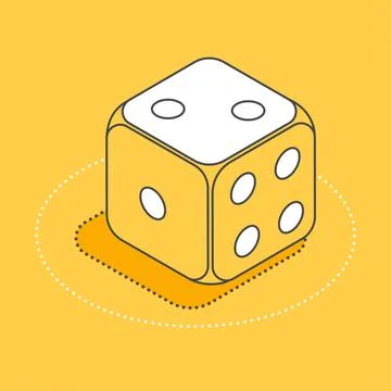 Isometric vector icon on a yellow background, simple graphic dice Stock Illustration