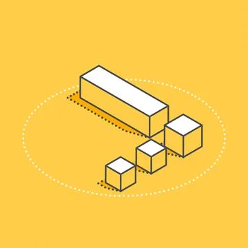 Isometric vector icon on a yellow background, dots with an exclamation mark,  Illustrazione stock