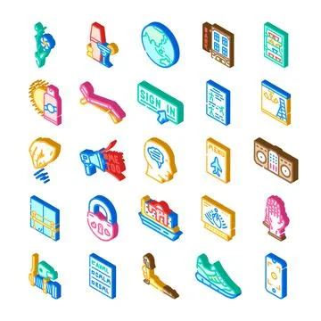 Isometric vector icons bundle presenting travel and lifestyle elements Illustrazione stock