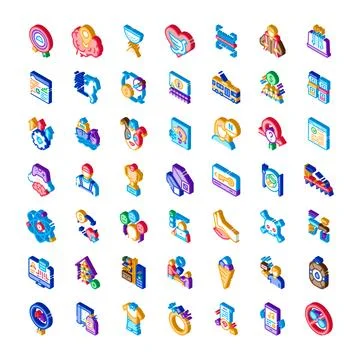 Isometric vector icons for business technology communication network 스톡 일러스트
