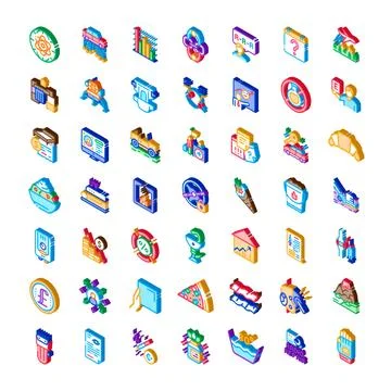Isometric vector icons for diverse industries and concepts Stock Illustration