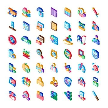 Isometric vector icons illustrating diverse business concepts Stock Illustration