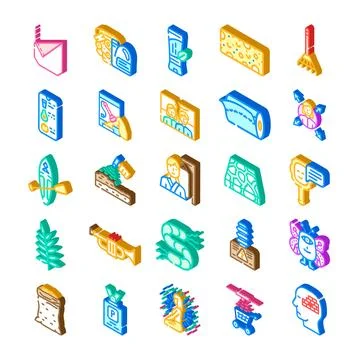 Isometric vector icons illustrating diverse lifestyle objects and abstract .. イラスト素材