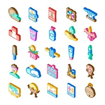 Isometric vector icons illustrating diverse concepts collection Stock Illustration
