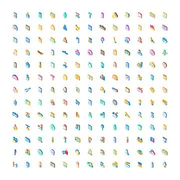 Isometric vector icons illustrating everyday objects collection Stock Illustration