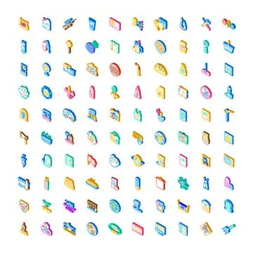 Isometric vector icons illustrating modern items and concepts 스톡 일러스트
