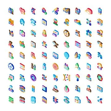 Isometric vector icons illustrating various web applications and concepts 스톡 일러스트