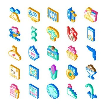 Isometric vector icons illustrating various daily life concepts Stock Illustration