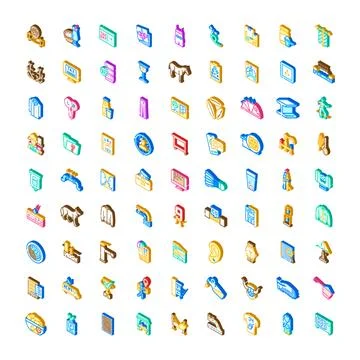 Isometric vector icons representing diverse concepts and objects Illustrazione stock