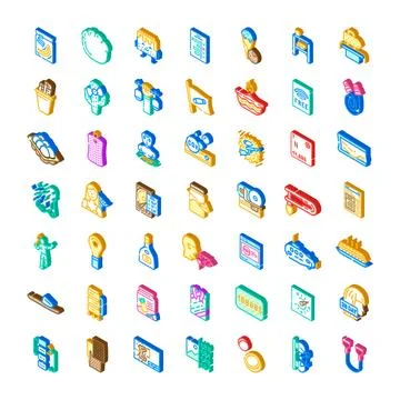 Isometric vector icons representing technology food lifestyle business Stock Illustration