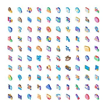 Isometric vector icons representing various business concepts Stock Illustration