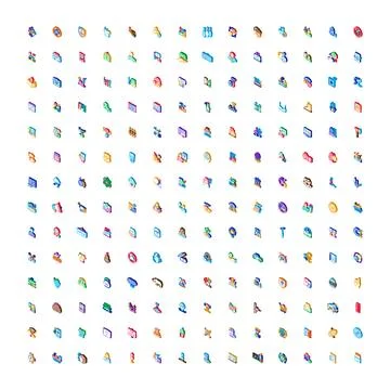 Isometric vector icons representing various business concepts イラスト素材