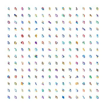Isometric vector icons set business and technology Stock Illustration