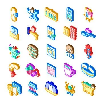 Isometric vector icons set for business applications and internet services Stockillustratie