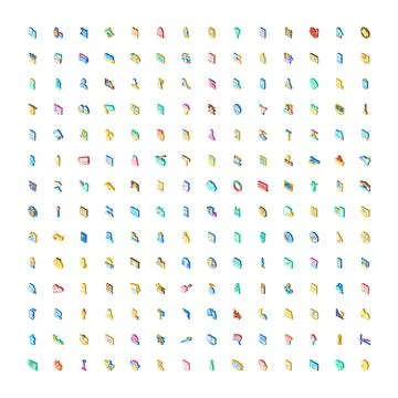 Isometric vector icons set for business and technology themes Stock Illustration