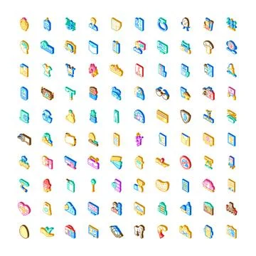 Isometric vector icons set collecting various concepts 스톡 일러스트