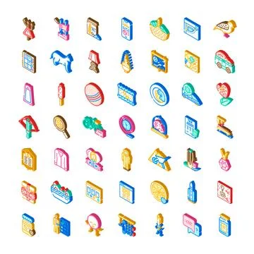 Isometric vector icons set miscellaneous assorted items 스톡 일러스트