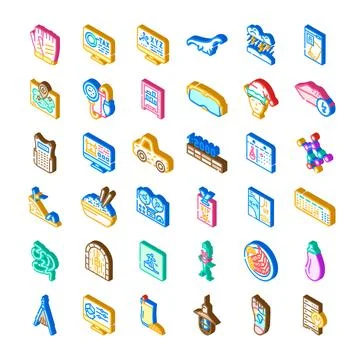 Isometric vector icons set representing diverse concepts 스톡 일러스트
