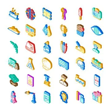 Isometric vector icons set science technology medical industry イラスト素材