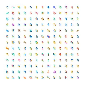 Isometric vector icons set for various concepts Stock Illustration