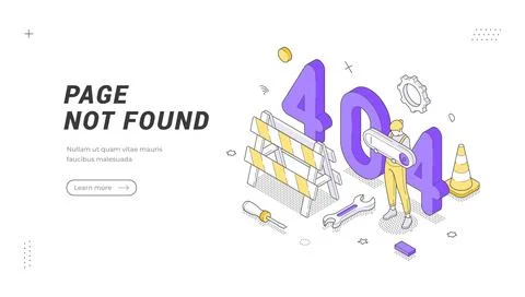 Isometric vector illustration of a 404 error page not found concept. Digital  Stock Illustration