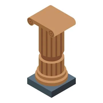 Isometric vector illustration of an ancient column 库存插图