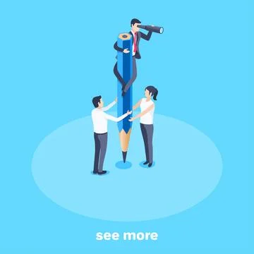 Isometric vector illustration on a blue background, a man in a business suit  Stock Illustration