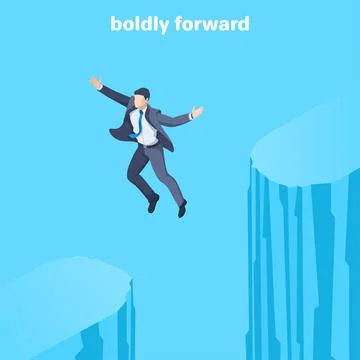 Isometric vector illustration on a blue background, a man in a business suit  Stock Illustration
