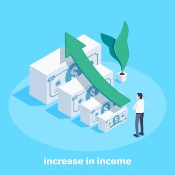 Isometric vector illustration on blue background, a man in business attire st Stock Illustration