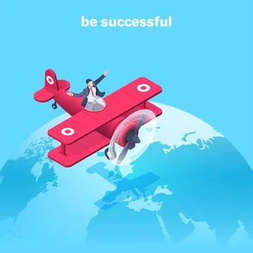 Isometric vector illustration on a blue background, a man in a business suit  Stock Illustration