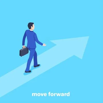 Isometric vector illustration on a blue background, a man in a business suit  Stock Illustration
