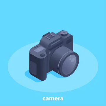 Isometric vector illustration on blue background, camera icon Stock Illustration