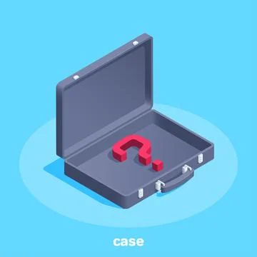 Isometric vector illustration on blue background, open business case and red  Stock Illustration