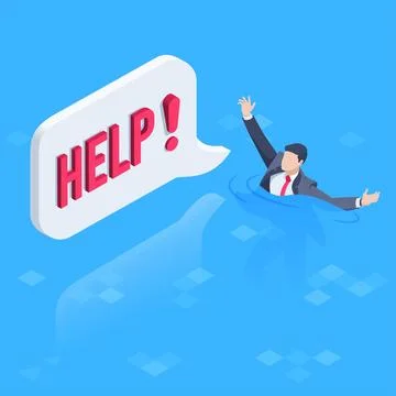 Isometric vector illustration on a blue background, a man in a business suit  스톡 일러스트