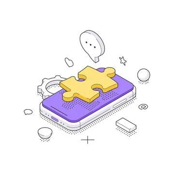 Isometric vector illustration of a business solution. A concept for mobile ap Stock Illustration