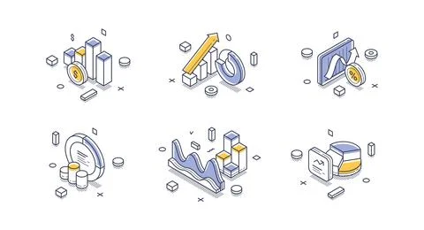 Isometric vector illustration for business statistics and data analysis. Icon Stock Illustration