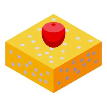 Isometric vector illustration of cheese with cherry Stock Illustration