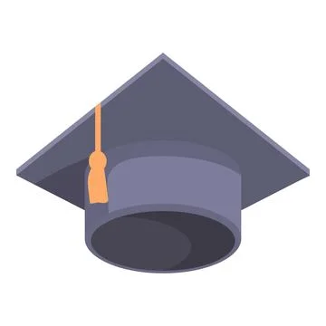 Isometric vector illustration of a classic graduation cap with a tassel Stock Illustration